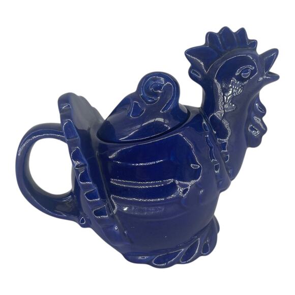 Other - Red Wing Pottery Blue Rooster Teapot Vintage USA Ceramic Figural Teapot